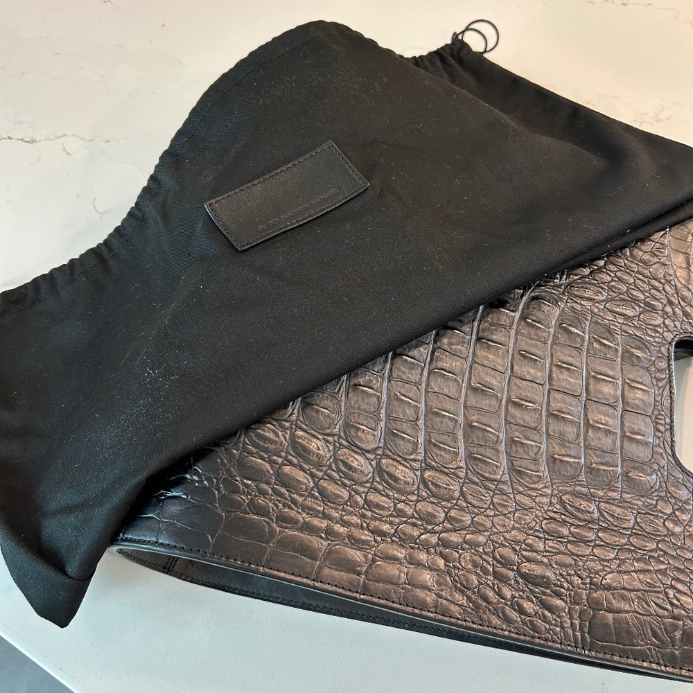 Alexander Wang Crocodile Embossed Black Tote with Strap